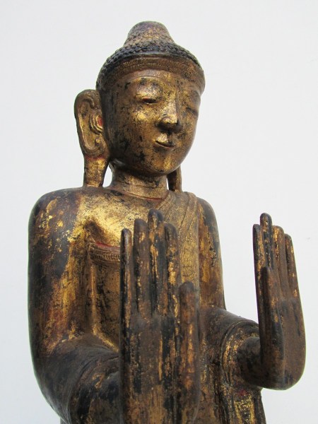antique-carved-wooden-gilded-statue-of-standing-buddha-on-lotus-base-Thailand- Laos-Burma-00014